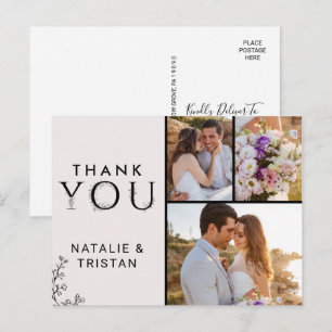 Floral Typografie Bedankt Foto Briefkaart