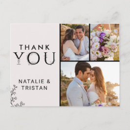 Floral Typografie Bedankt Foto Briefkaart