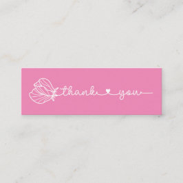 Floral Typografie Eenvoudig roze Minimale dank Mini Visitekaartje