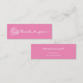Floral Typografie Eenvoudig roze Minimale dank Mini Visitekaartje (Voorkant / Achterkant)