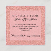 Floral typografie glitter roze zwarte haarsalon vierkante visitekaartje (Achterkant)