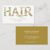 Floral typografie hairstylist kapsalon visitekaartje (Voorkant / Achterkant)