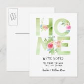 Floral Typografie We hebben ons thuis verplaatst Aankondigingskaart (Voorkant / Achterkant)