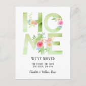Floral Typografie We hebben ons thuis verplaatst Aankondigingskaart (Voorkant)