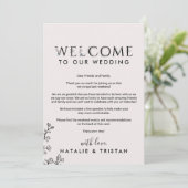 Floral Typografie Welkomstbrief & reisroute Programmakaart (Staand voorkant)