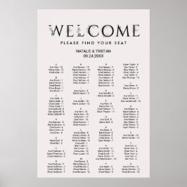 Floral Typography Alfabetical Seat Chart Poster