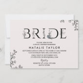 Floral Typography Bride Vrijgezellenfeest Kaart (Voorkant)