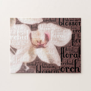 Floral Typography Embedded White Orchid Photo Legpuzzel