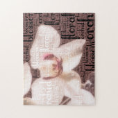 Floral Typography Embedded White Orchid Photo Legpuzzel (Verticaal)