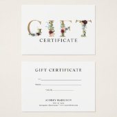 Floral Typography Gift Certificate Visitekaartje (Voorkant /achterkant)