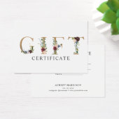 Floral Typography Gift Certificate Visitekaartje (Bureau)