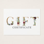Floral Typography Gift Certificate Visitekaartje (Voorkant)