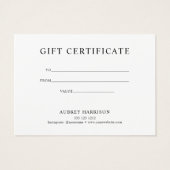 Floral Typography Gift Certificate Visitekaartje (Achterkant)