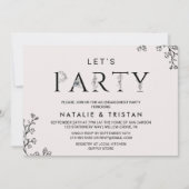 Floral Typography Let's Party Kaart (Voorkant)