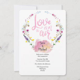 Floral Typography Romantic Verloving Kaart