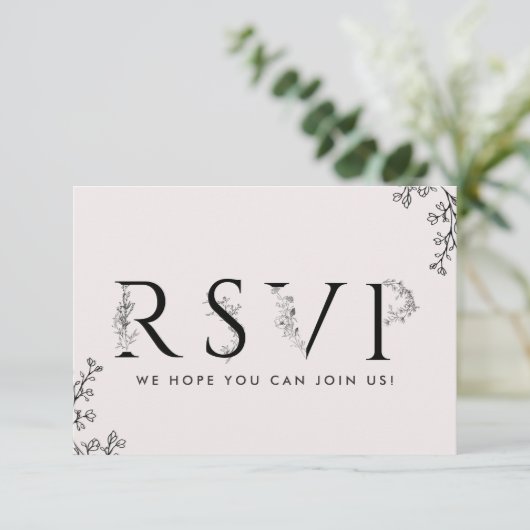 Floral Typography Song Request RSVP Card Kaart (Staand voorkant)