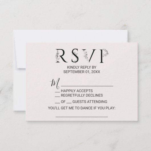 Floral Typography Song Request RSVP Card Kaart (Achterkant)