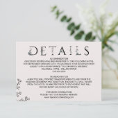 Floral Typography Wedding Details Kaart (Staand voorkant)