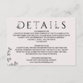 Floral Typography Wedding Details Kaart