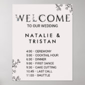 Floral Typography Wedding Order of Events Poster (Voorkant)