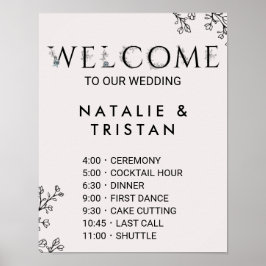 Floral Typography Wedding Order of Events Poster