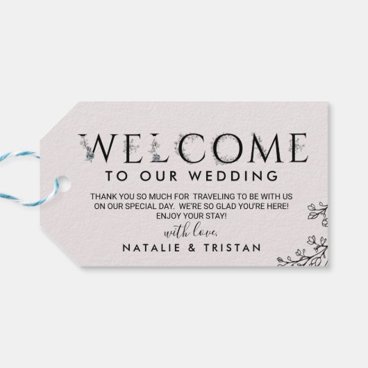 Floral Typography Wedding Welcome Cadeaulabel (Achterkant Horizontaal)