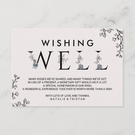 Floral Typography Wedding Wishing Well Informatiekaartje (Voorkant)
