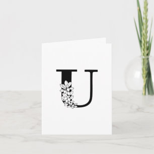 Floral U Monogram op witte noot Kaart