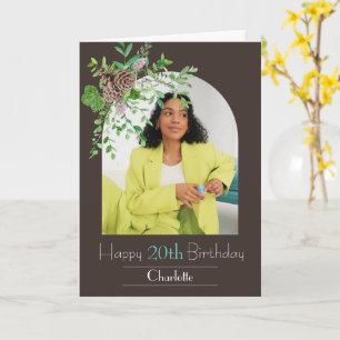 Floral U-vormfoto personaliseert de Birthday-groet Kaart