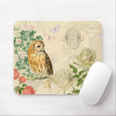 Floral uil mousepad met prachtige rozen muismat (Met muis)