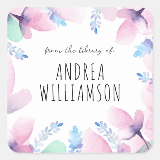 Floral uit de bibliotheek van vierkante sticker (Voorkant)