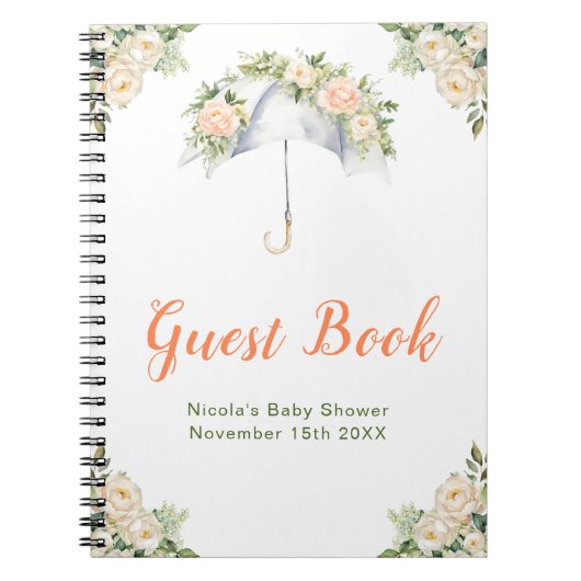 Floral Umbrella Baby Shower Guest Book Notitieboek (Voorkant)