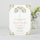 Floral Umbrella Baby shower Kaart (Staand voorkant)