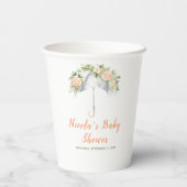 Floral Umbrella Baby Shower Papieren Bekers (Achterkant)