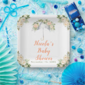 Floral Umbrella Baby shower Papieren Bordje (Feest)