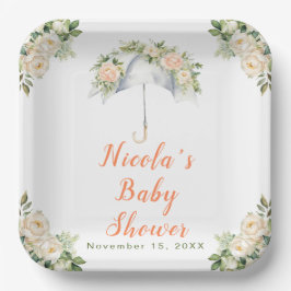 Floral Umbrella Baby shower Papieren Bordje