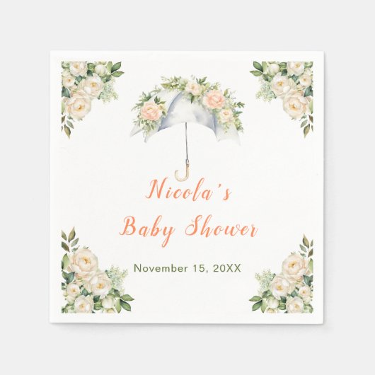 Floral Umbrella Baby shower Servet (Voorkant)