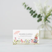 Floral Umbrella Rain Boots Diaper Raffle Ticket Informatiekaartje (Staand voorkant)