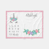 Floral Unicorn Baby Maandelijkse mijlpaal Fleece Deken (Voorkant (Horizontaal))