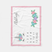 Floral Unicorn Baby Maandelijkse mijlpaal Fleece Deken (Voorkant)
