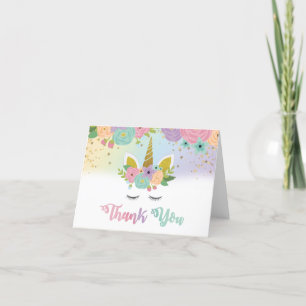 Floral Unicorn Bedankt Card