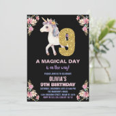 Floral Unicorn Birthday Kaart (Staand voorkant)