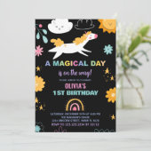 Floral Unicorn Birthday Kaart (Staand voorkant)