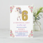 Floral Unicorn Birthday Kaart (Staand voorkant)