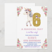 Floral Unicorn Birthday Kaart (Voorkant / Achterkant)