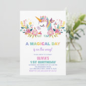 Floral Unicorn Birthday Kaart (Staand voorkant)