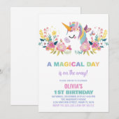 Floral Unicorn Birthday Kaart (Voorkant / Achterkant)