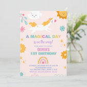 Floral Unicorn Birthday Kaart (Staand voorkant)
