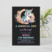 Floral Unicorn Birthday Kaart (Staand voorkant)
