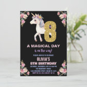 Floral Unicorn Birthday Kaart (Staand voorkant)